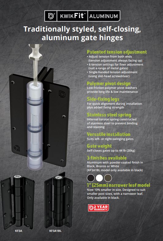 D&D DD Gate Hardware  KWIKFIT™ Aluminium