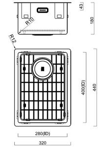 BURNS & FERALL ZOMODO PVD SINGLE BOWL SINK & GRID AVAILABLE IN 4 SIZES : 280 ,400,,450 & 500  RIO BRONZE