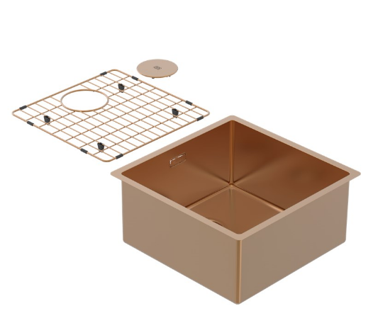 BURNS & FERALL ZOMODO PVD SINGLE BOWL SINK & GRID AVAILABLE IN 4 SIZES : 280 ,400,,450 & 500  RIO BRONZE