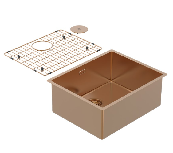 BURNS & FERALL ZOMODO PVD SINGLE BOWL SINK & GRID AVAILABLE IN 4 SIZES : 280 ,400,,450 & 500  RIO BRONZE