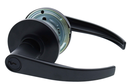 Carbine Australia Newmarket 6000 Cylindrical Double Cylinder set - key locks/Unlocks both levers  60mm And 70mm backset- Brushed chrome & Matte black