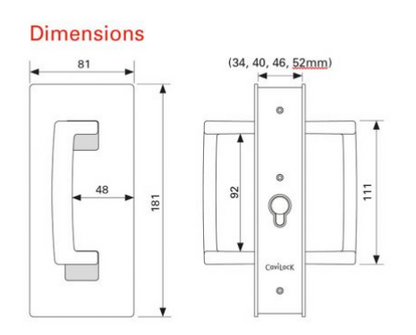 Cavity Slider for Doors Cavilock CL406 ADA BI-Parting Set Passage with Magnet 46-52mm-Available in 6 Colours :  Bright Chrome ,Satin Chrome, Oil Rubbed Bronze ,Satin Nickel, Matte Black ,Custom Finish
