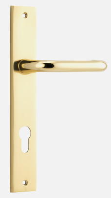 Iver Oslo Door Lever 10344 Rectangular Backplate Polished Brass - Passage ,Privacy & Entrance