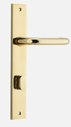 Iver Oslo Door Lever 10344 Rectangular Backplate Polished Brass - Passage ,Privacy & Entrance