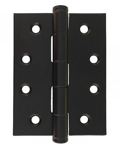Lohala Hinge Stainless Steel 304 ,100mm x 75mm x 2.5mm  Fixed Button Pin Black Electrocoat & Satin Finish