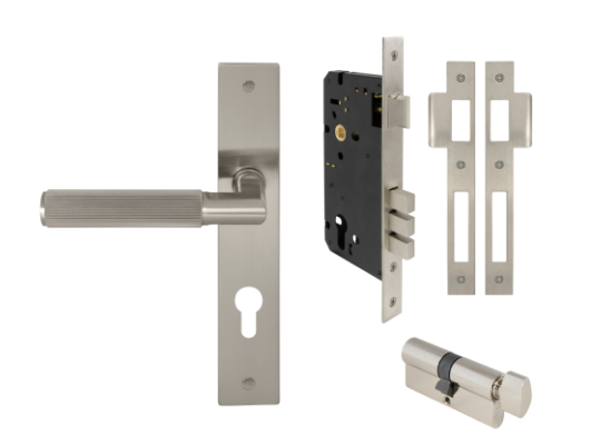 Windsor Premium NZ NIDO Lumina Longplate Entrance Set - Linear Knurl Priced Per Set Available in 7 Colours
