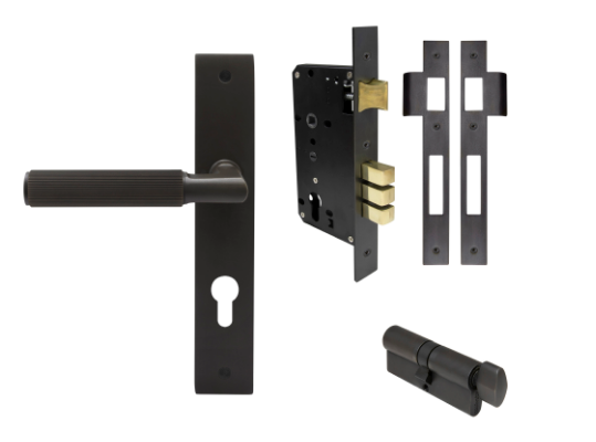 Windsor Premium NZ NIDO Lumina Longplate Entrance Set - Linear Knurl Priced Per Set Available in 7 Colours