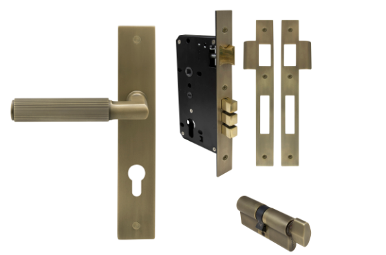 Windsor Premium NZ NIDO Lumina Longplate Entrance Set - Linear Knurl Priced Per Set Available in 7 Colours