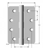 Lohala Hinge Stainless Steel 304 ,100mm x 75mm x 2.5mm Satin & 100mm x 75mm x 2.5mm 1/4" Radius Loose Button Pin Satin & Black Electrocoat