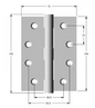Lohala Hinge Stainless Steel 304 ,100mm x 75mm x 2.5mm Satin & 100mm x 75mm x 2.5mm 1/4" Radius Loose Button Pin Satin & Black Electrocoat