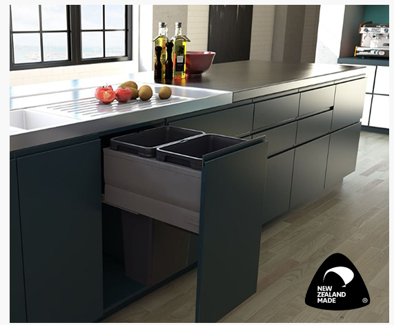 Tanova NZ Designer Soft Close Kitchen Bin -350mm, 400mm,450mm, 600mm ,Cabinet - 1 x 24L and 1 x 8Litre ,1 x 18L and 1 x 8Litre ,1 x 15L and 1 x 6Litre , 1 x 15L 2 x 6Litre  ,1 x 18L and 2 x 8Litre & 1 x 36L and 1 x 20Litre – Grey
