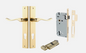 Iver Stirling Door Lever 10420 Rectangular Backplate Polished Brass - Passage ,Privacy & Entrance