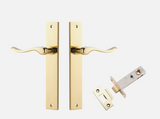 Iver Stirling Door Lever 10420 Rectangular Backplate Polished Brass - Passage ,Privacy & Entrance