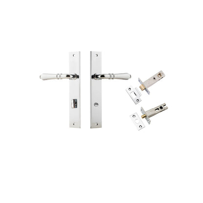 Iver Sarlat  Door Lever Rectangular Latch Pair, Passage Kit, Privacy Kit , Entrance Kit with High Security Lock -Polished Chrome