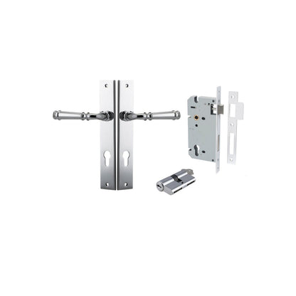 Iver Verona Door Lever Rectangular Latch Pair, Passage Kit, Privacy Kit , Entrance Kit with High Security Lock -Polished Chrome