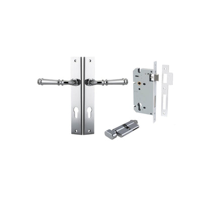 Iver Verona Door Lever Rectangular Latch Pair, Passage Kit, Privacy Kit , Entrance Kit with High Security Lock -Polished Chrome