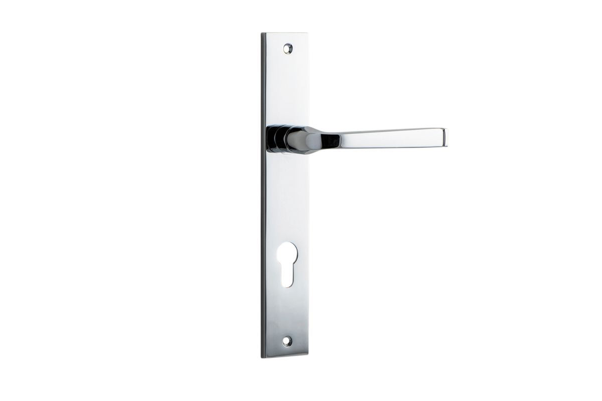 Iver Annecy Door Lever Rectangular Latch Pair, Passage Kit, Privacy Kit , Entrance Kit with High Security Lock - Polished Chrome