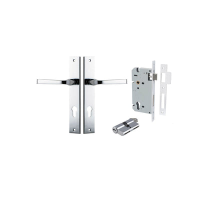 Iver Annecy Door Lever Rectangular Latch Pair, Passage Kit, Privacy Kit , Entrance Kit with High Security Lock - Polished Chrome