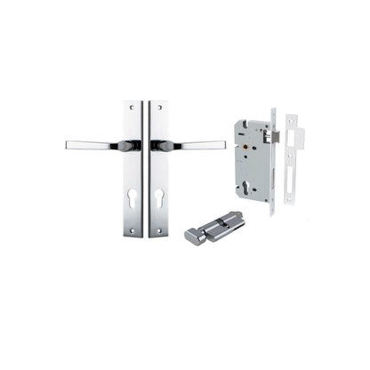 Iver Annecy Door Lever Rectangular Latch Pair, Passage Kit, Privacy Kit , Entrance Kit with High Security Lock - Polished Chrome
