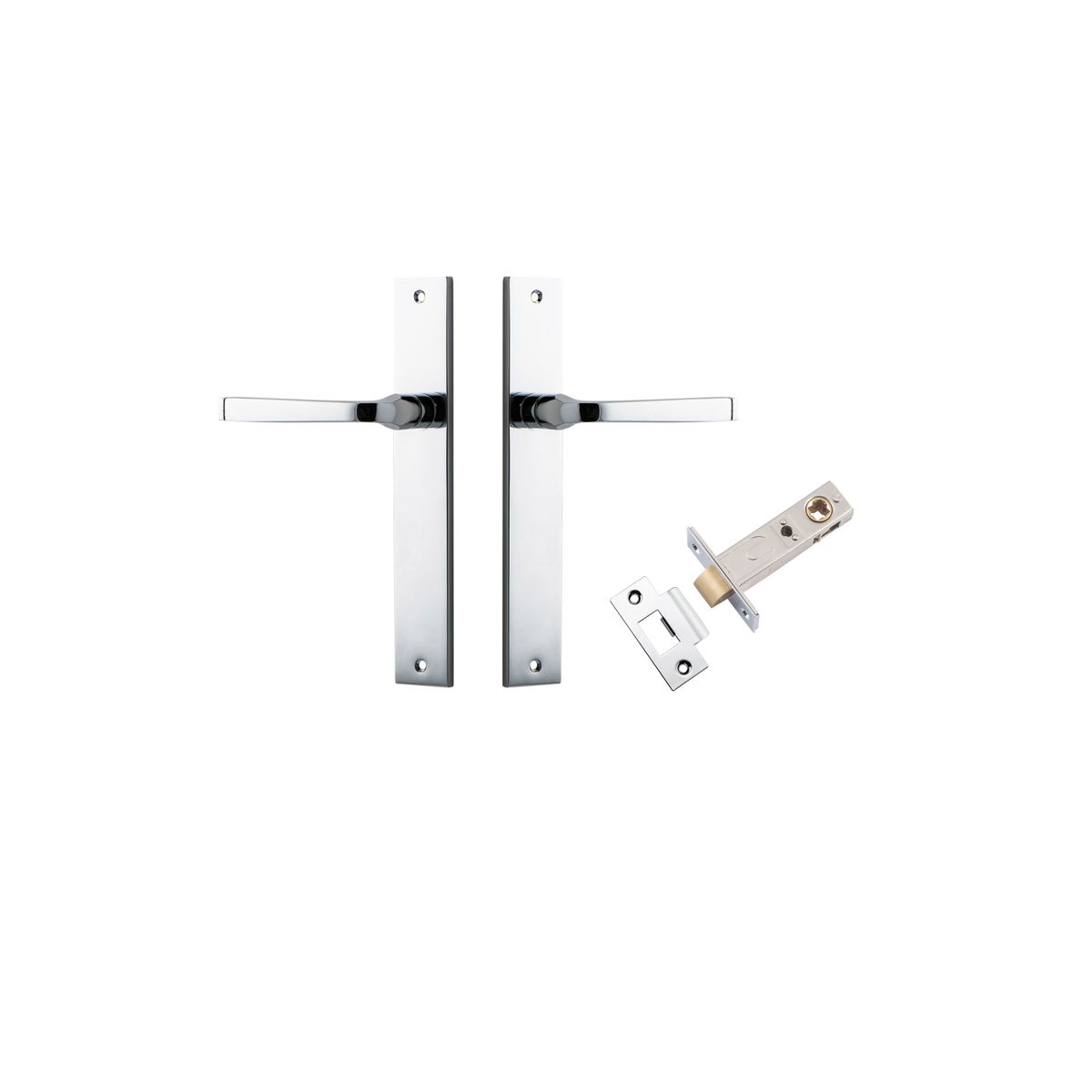 Iver Annecy Door Lever Rectangular Latch Pair, Passage Kit, Privacy Kit , Entrance Kit with High Security Lock - Polished Chrome