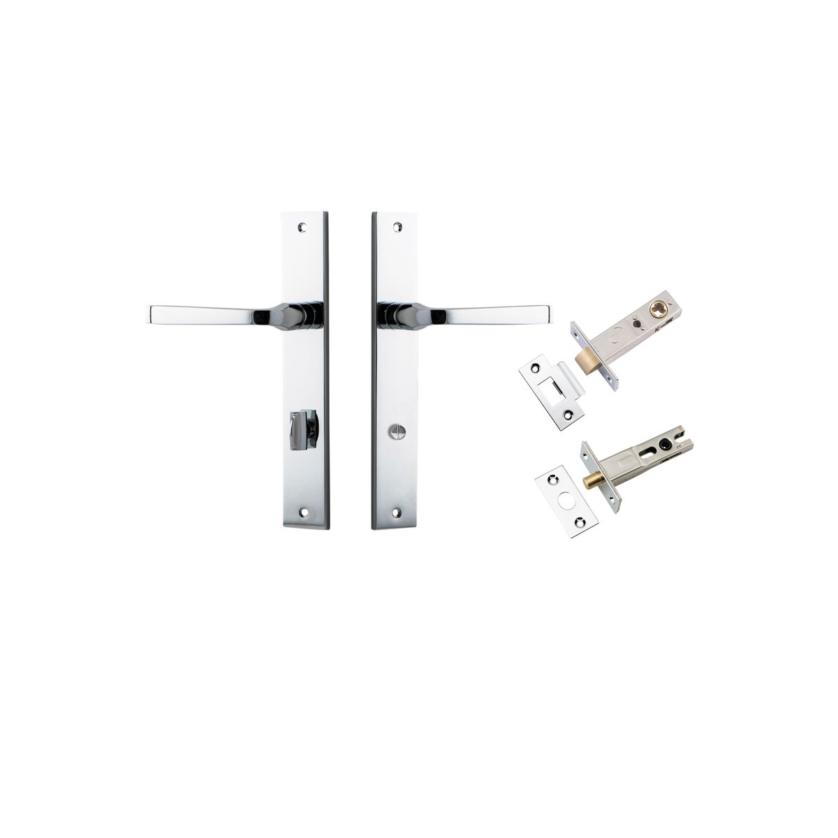 Iver Annecy Door Lever Rectangular Latch Pair, Passage Kit, Privacy Kit , Entrance Kit with High Security Lock - Polished Chrome