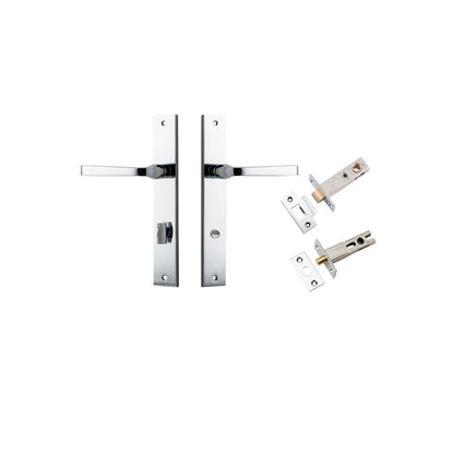 Iver Annecy Door Lever Rectangular Latch Pair, Passage Kit, Privacy Kit , Entrance Kit with High Security Lock - Polished Chrome