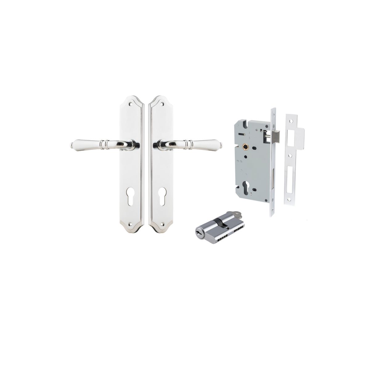 Iver Sarlat  Door Lever Oval Latch Pair, Passage Kit, Privacy Kit , Entrance Kit with High Security Lock - Polished Chrome