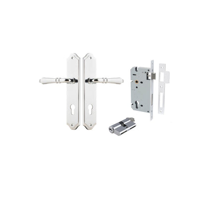 Iver Sarlat  Door Lever Oval Latch Pair, Passage Kit, Privacy Kit , Entrance Kit with High Security Lock - Polished Chrome