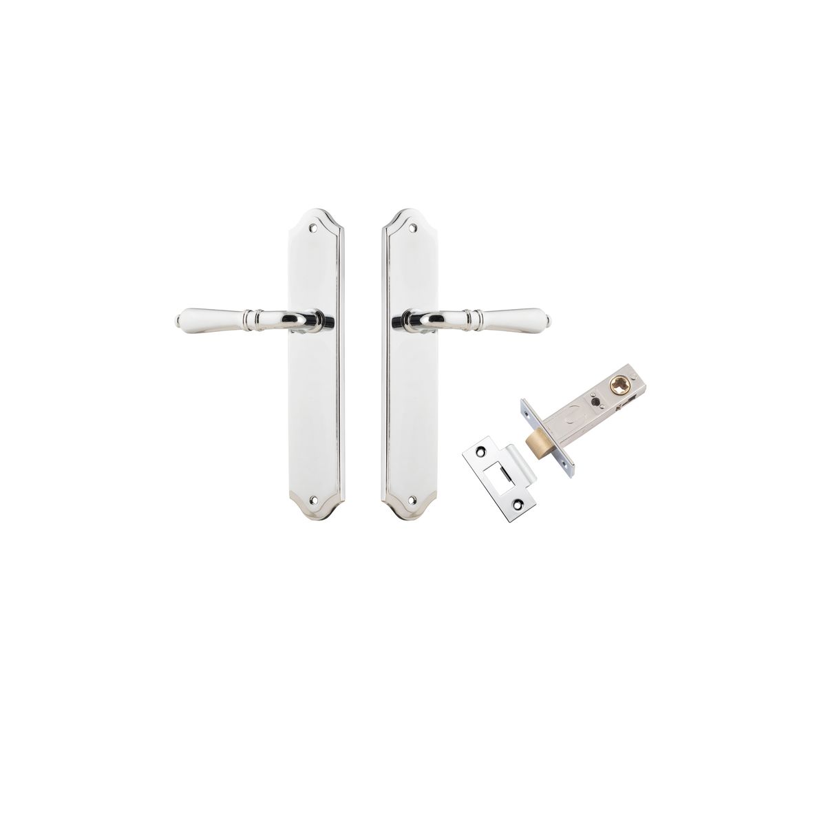 Iver Sarlat  Door Lever Oval Latch Pair, Passage Kit, Privacy Kit , Entrance Kit with High Security Lock - Polished Chrome