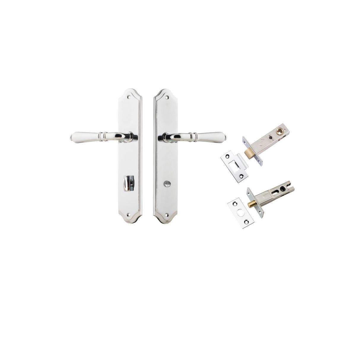 Iver Sarlat  Door Lever Oval Latch Pair, Passage Kit, Privacy Kit , Entrance Kit with High Security Lock - Polished Chrome