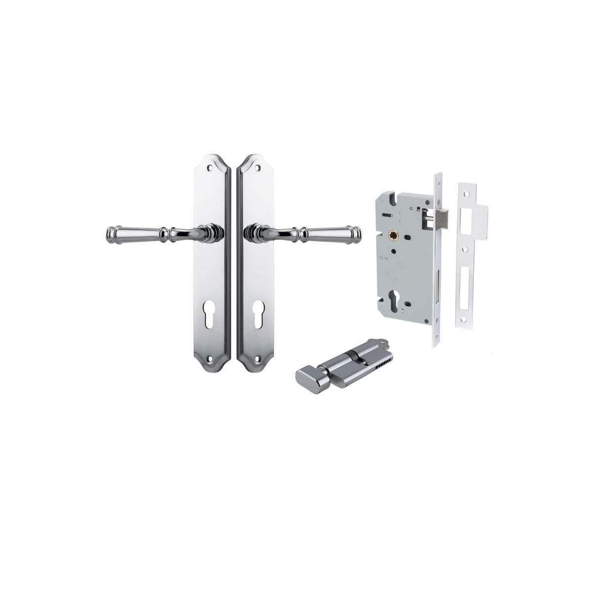Iver Verona Door Lever Shouldered Latch Pair, Passage Kit, Privacy Kit , Entrance Kit with High Security Lock -Polished Chrome