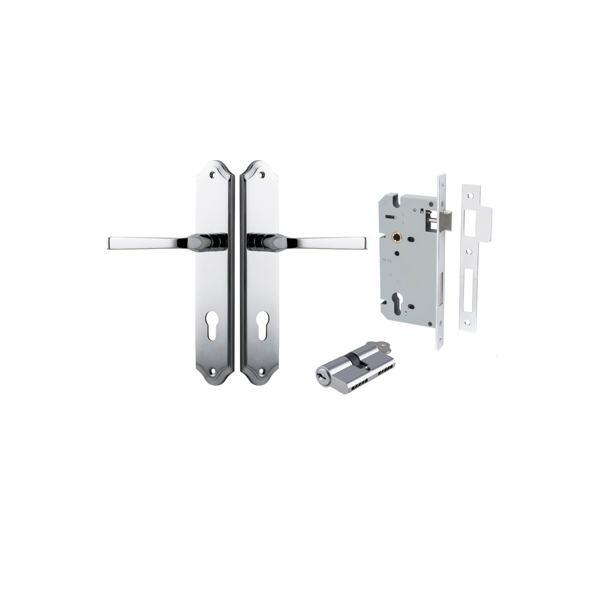 Iver Annecy Door Lever Shouldered Latch Pair, Passage Kit, Privacy Kit , Entrance Kit with High Security Lock -Polished Chrome