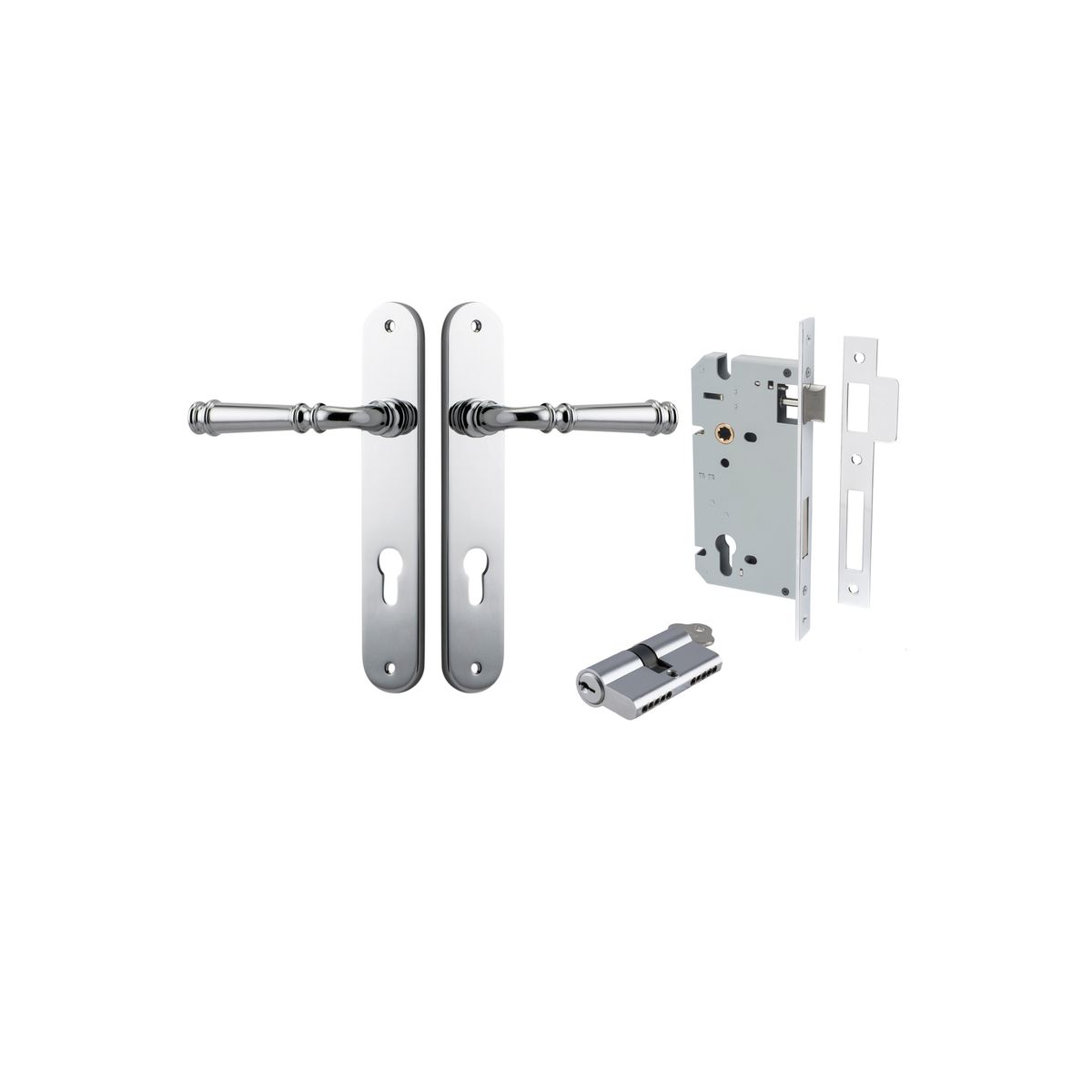 Iver Verona Door Lever Oval Latch Pair, Passage Kit, Privacy Kit , Entrance Kit with High Security Lock - Polished Chrome