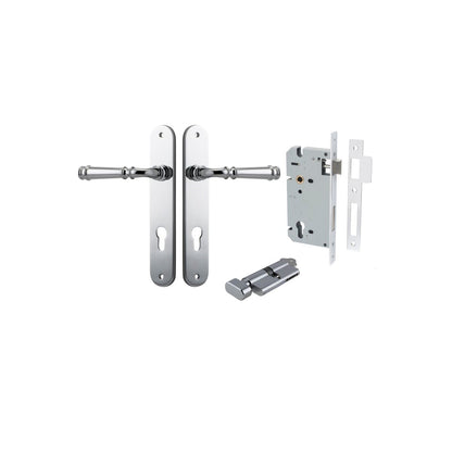 Iver Verona Door Lever Oval Latch Pair, Passage Kit, Privacy Kit , Entrance Kit with High Security Lock - Polished Chrome