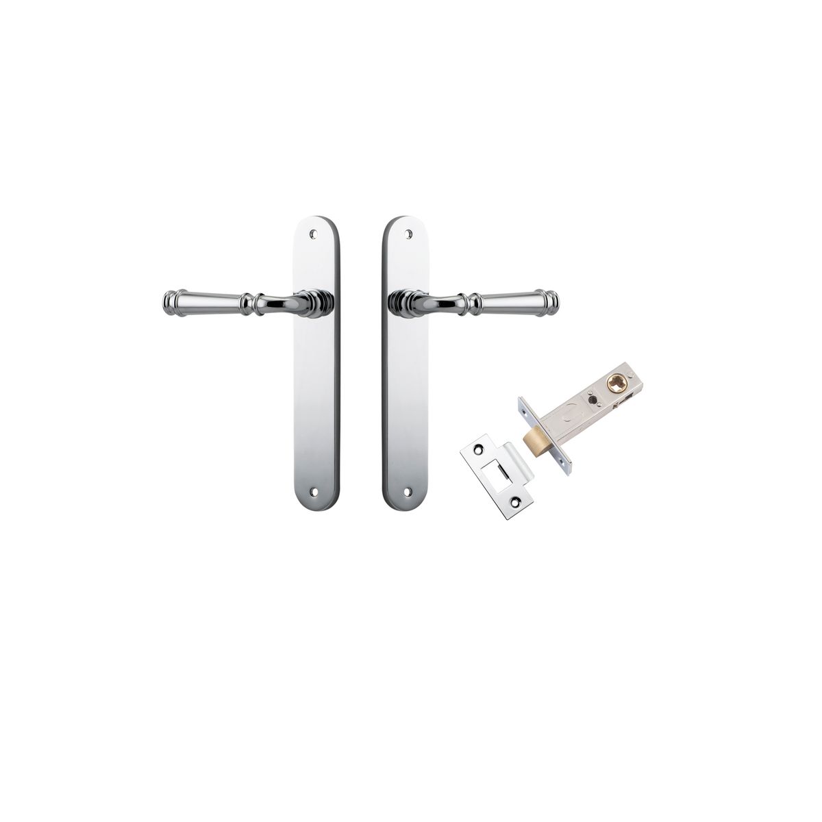 Iver Verona Door Lever Oval Latch Pair, Passage Kit, Privacy Kit , Entrance Kit with High Security Lock - Polished Chrome