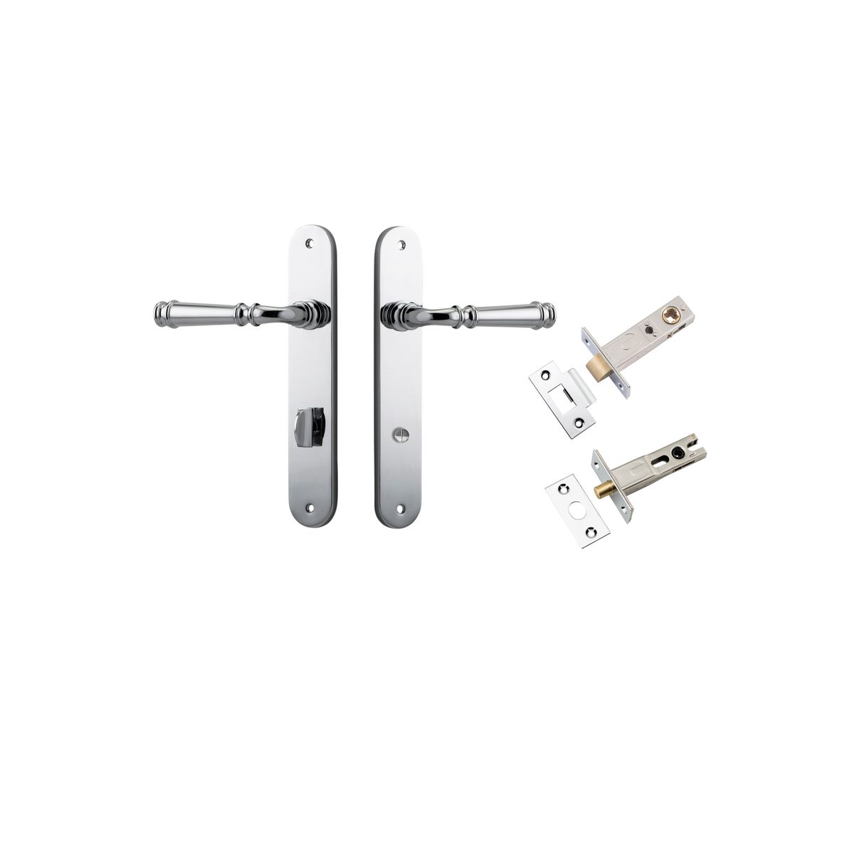 Iver Verona Door Lever Oval Latch Pair, Passage Kit, Privacy Kit , Entrance Kit with High Security Lock - Polished Chrome