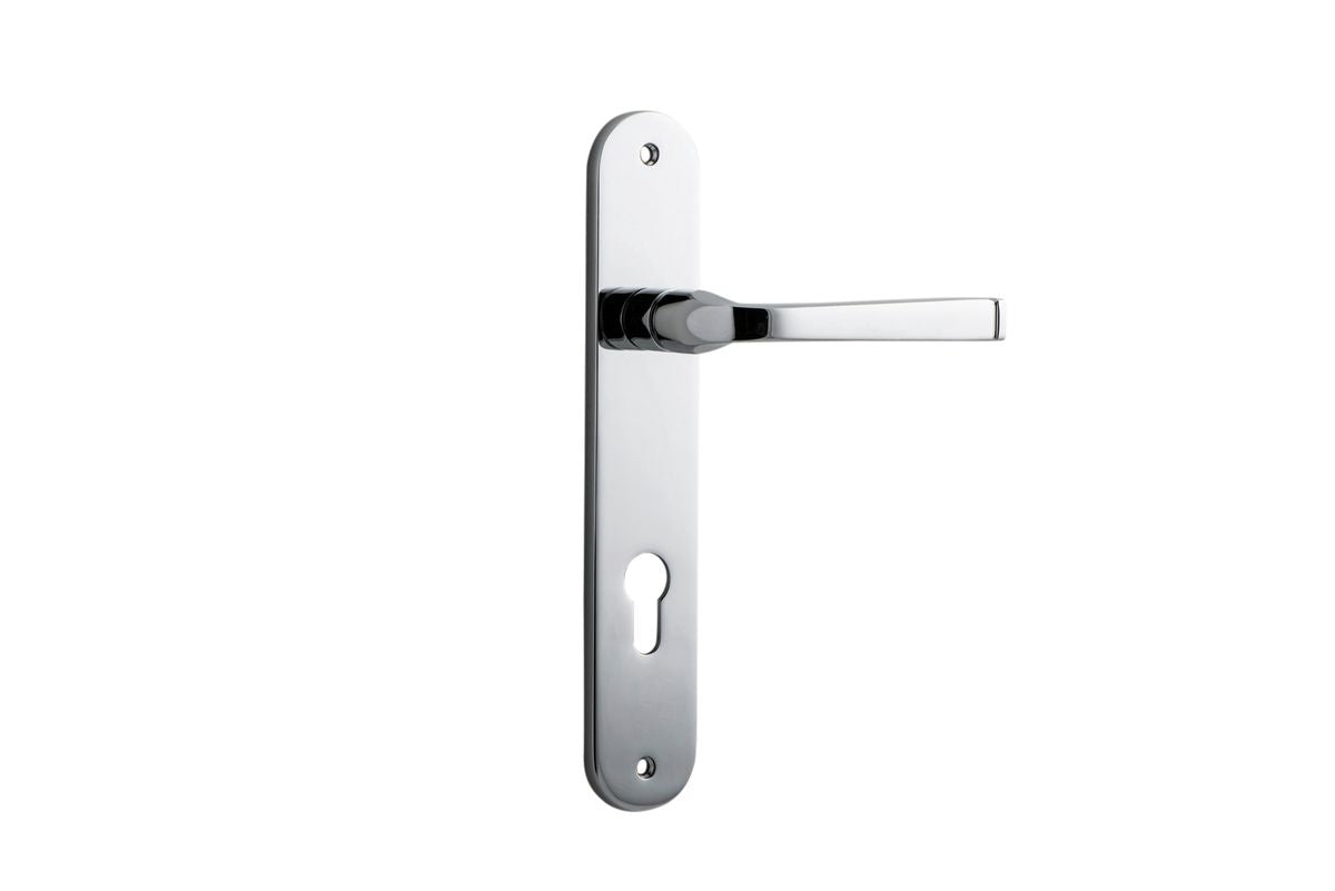 Iver Annecy Door Lever Oval Latch Pair, Passage Kit, Privacy Kit , Entrance Kit with High Security Lock - Polished Chrome