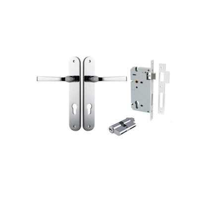 Iver Annecy Door Lever Oval Latch Pair, Passage Kit, Privacy Kit , Entrance Kit with High Security Lock - Polished Chrome