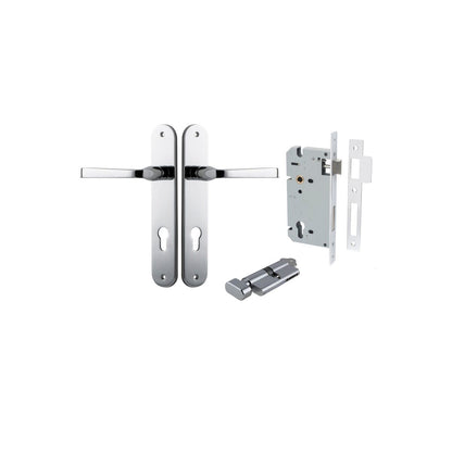 Iver Annecy Door Lever Oval Latch Pair, Passage Kit, Privacy Kit , Entrance Kit with High Security Lock - Polished Chrome