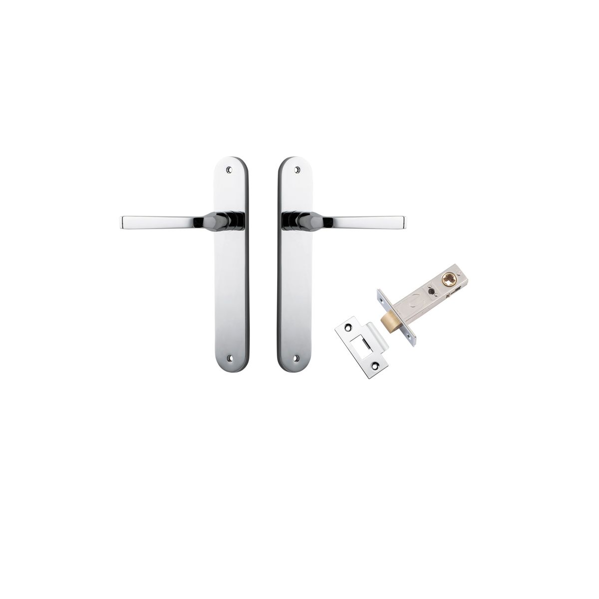 Iver Annecy Door Lever Oval Latch Pair, Passage Kit, Privacy Kit , Entrance Kit with High Security Lock - Polished Chrome