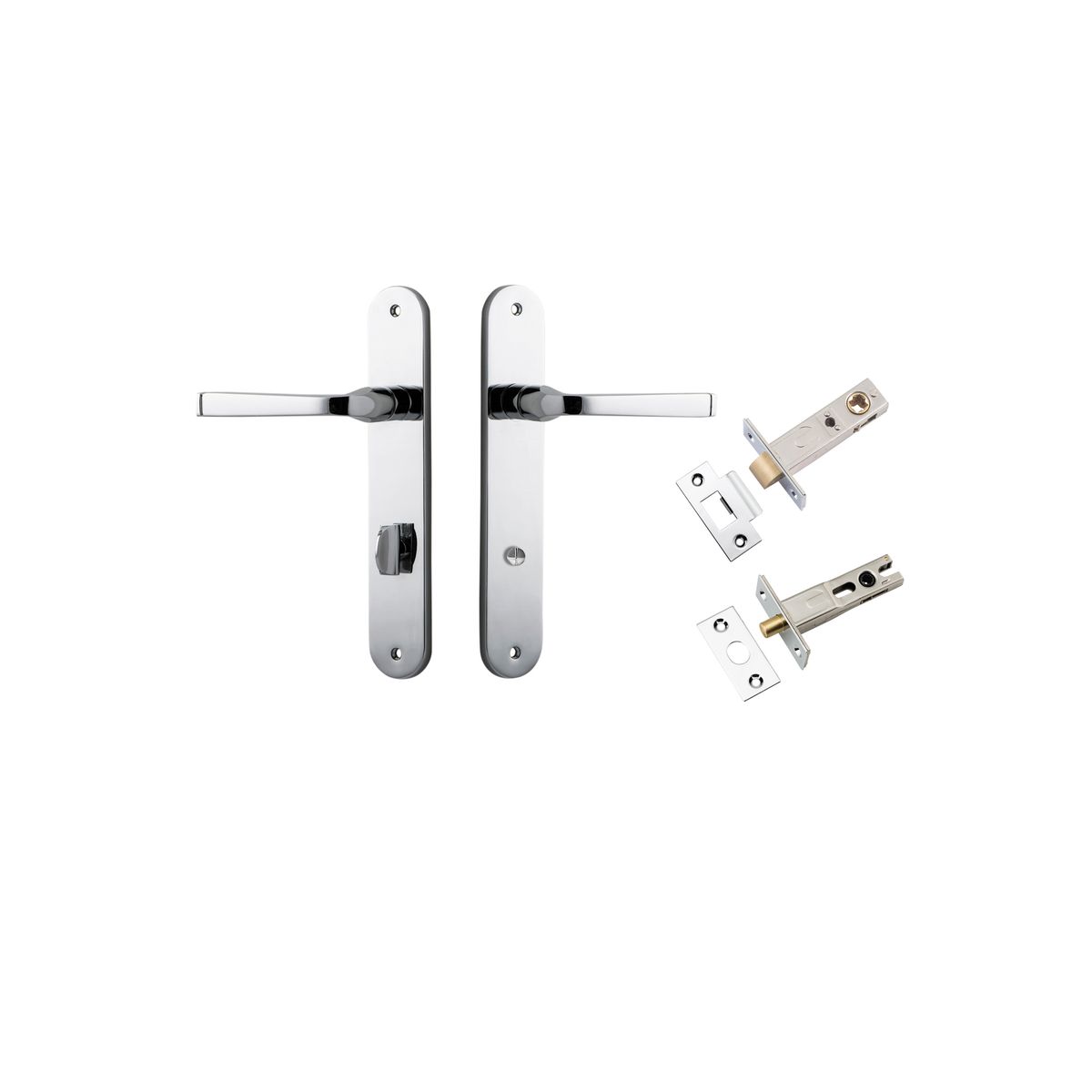Iver Annecy Door Lever Oval Latch Pair, Passage Kit, Privacy Kit , Entrance Kit with High Security Lock - Polished Chrome