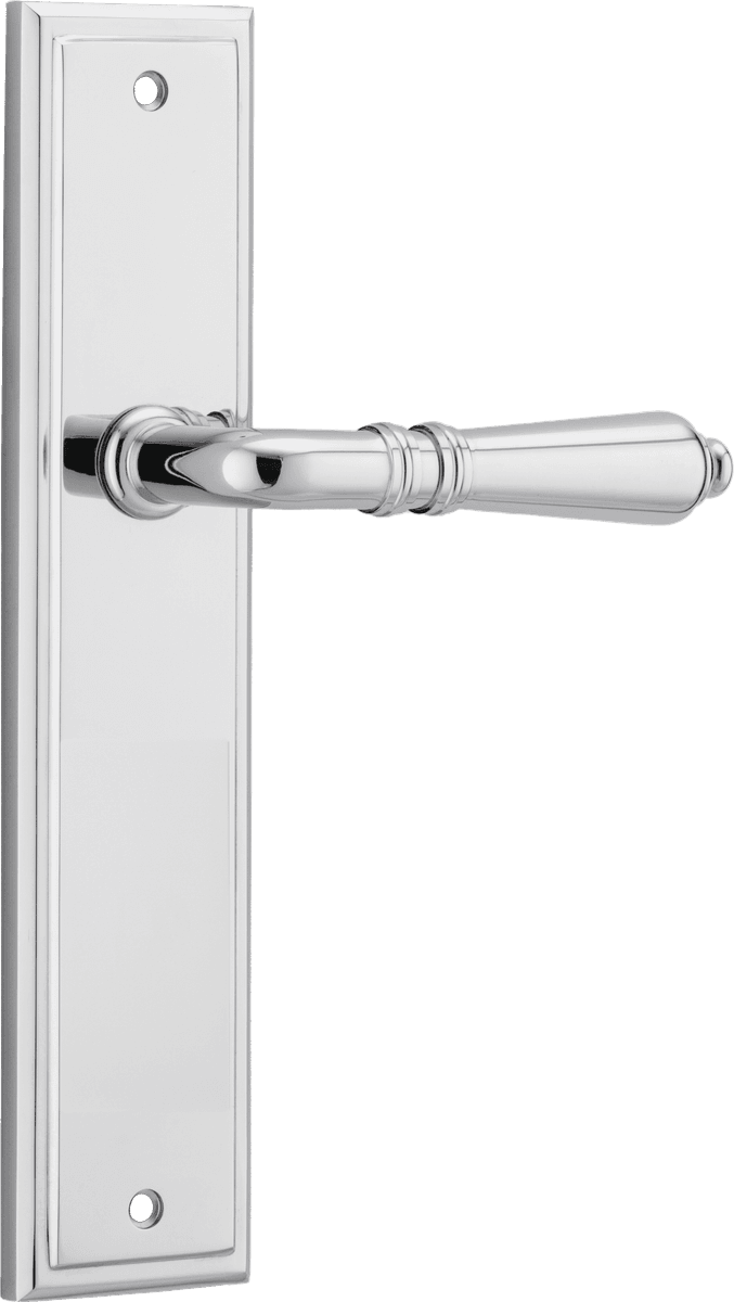Iver Sarlat  Door Lever Stepped Latch Pair, Passage Kit, Privacy Kit , Entrance Kit with High Security Lock - Polished Chrome