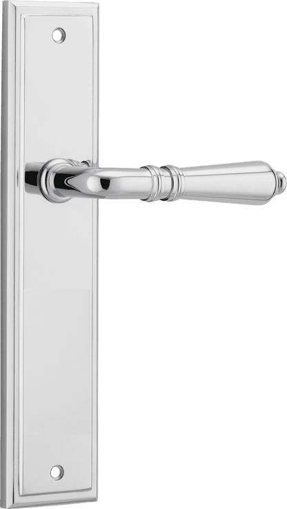 Iver Sarlat  Door Lever Stepped Latch Pair, Passage Kit, Privacy Kit , Entrance Kit with High Security Lock - Polished Chrome