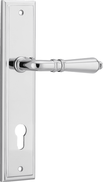 Iver Sarlat  Door Lever Stepped Latch Pair, Passage Kit, Privacy Kit , Entrance Kit with High Security Lock - Polished Chrome