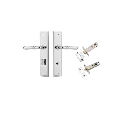 Iver Sarlat  Door Lever Stepped Latch Pair, Passage Kit, Privacy Kit , Entrance Kit with High Security Lock - Polished Chrome