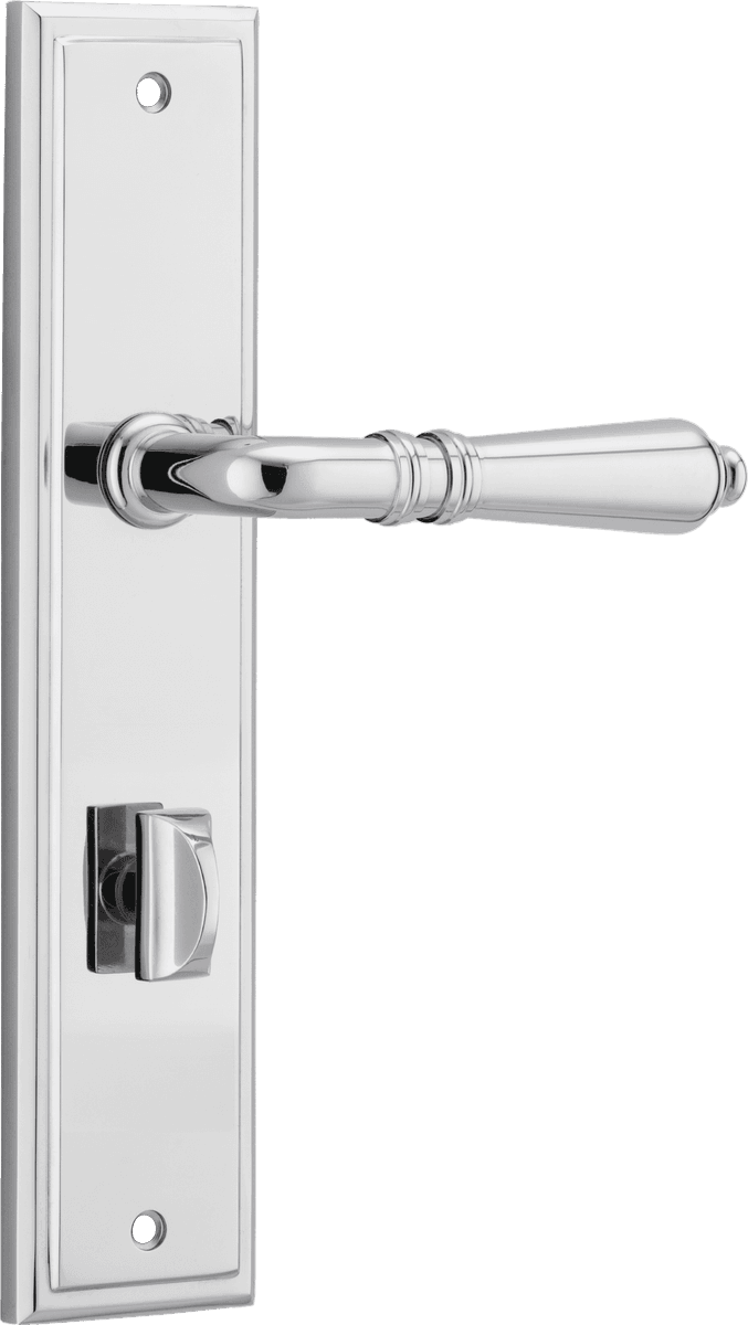 Iver Sarlat  Door Lever Stepped Latch Pair, Passage Kit, Privacy Kit , Entrance Kit with High Security Lock - Polished Chrome