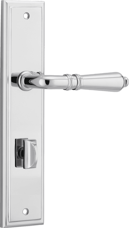 Iver Sarlat  Door Lever Stepped Latch Pair, Passage Kit, Privacy Kit , Entrance Kit with High Security Lock - Polished Chrome