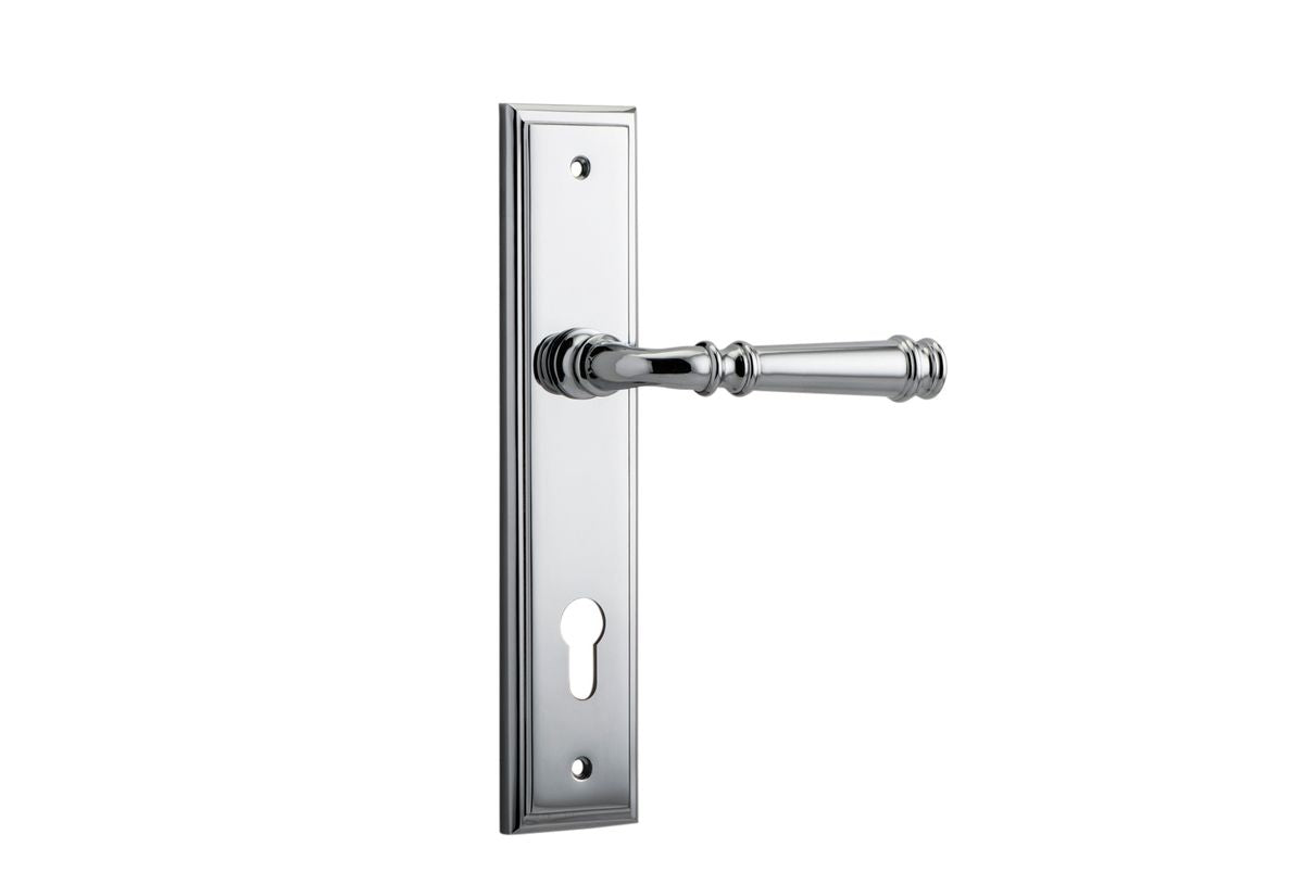 Iver Verona Door Lever Stepped Latch Pair, Passage Kit, Privacy Kit , Entrance Kit with High Security Lock -Polished Chrome