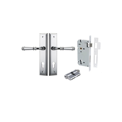 Iver Verona Door Lever Stepped Latch Pair, Passage Kit, Privacy Kit , Entrance Kit with High Security Lock -Polished Chrome