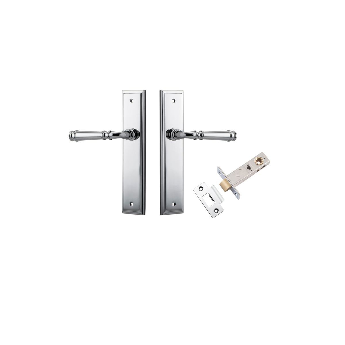 Iver Verona Door Lever Stepped Latch Pair, Passage Kit, Privacy Kit , Entrance Kit with High Security Lock -Polished Chrome
